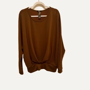 mark. Brown Draped Front Pullover Sweatshirt